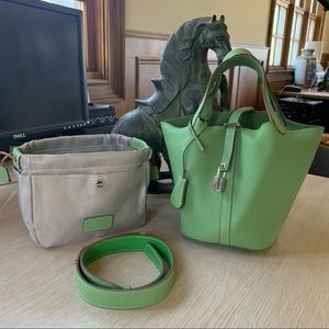 Fashion High Quality Togo Genuine Leather Sliver Lock Bucket Bag